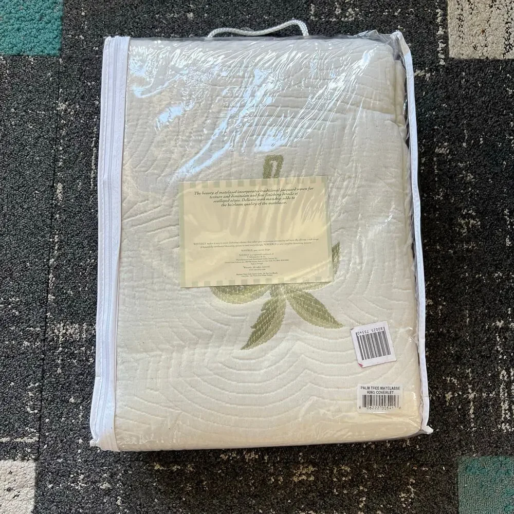 Waverly matelasse quilted coverlet with embroidered palm trees